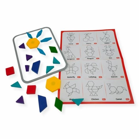 Klocki magnetyczne Tangram 20 el. układanka - z tablicą 3+