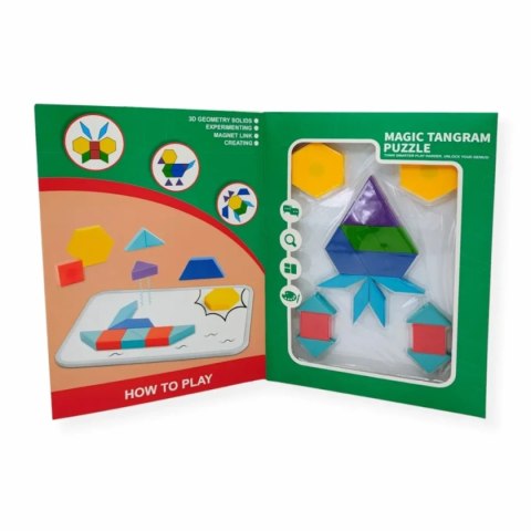 Klocki magnetyczne Tangram 20 el. układanka - z tablicą 3+
