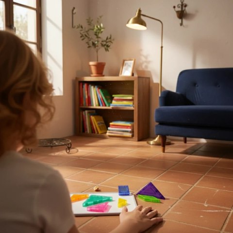 Klocki magnetyczne tangram 7 el. z tablicą - X-Bida 3+