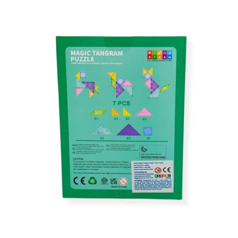 Klocki magnetyczne tangram 7 el. z tablicą - X-Bida 3+