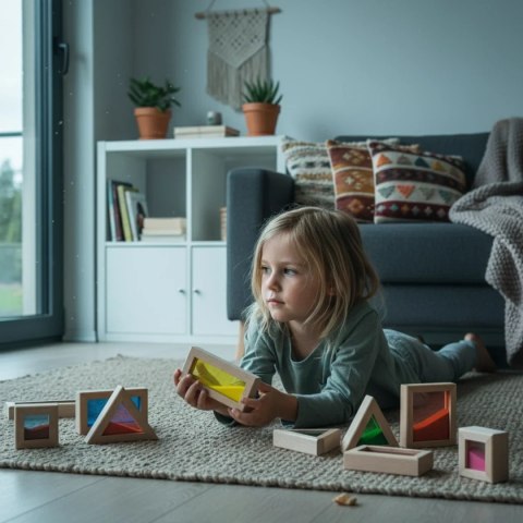 Klocki sensoryczne drewniane 22 el. z piaskiem - Kabi 2+