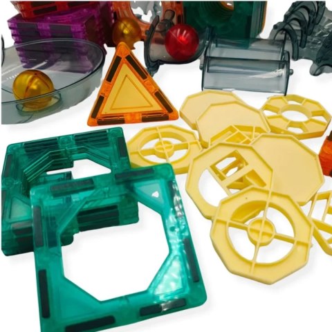 Klocki magnetyczne kulodrom tęczowy 95 el. - Magnetic Tiles 4+