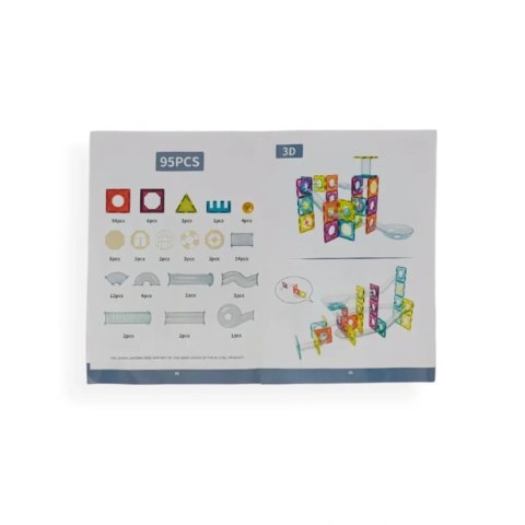 Klocki magnetyczne kulodrom tęczowy 95 el. - Magnetic Tiles 4+