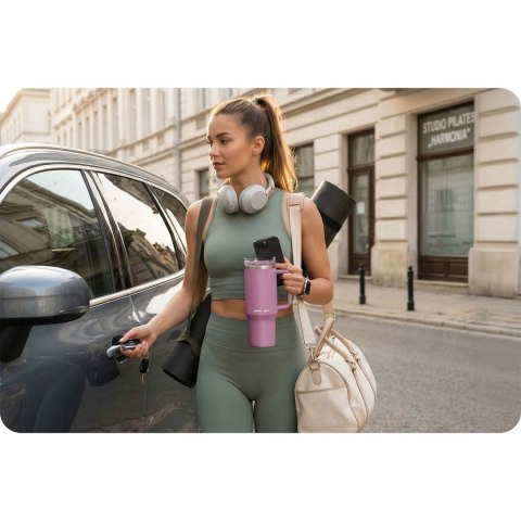Termos próżniowy kubek ze słomką 1180 ml Berdsen różowy