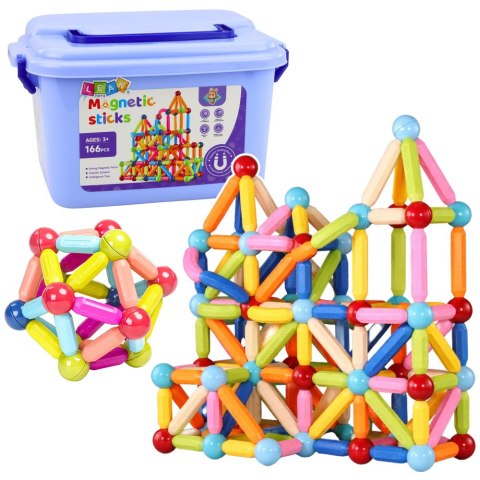 Zestaw Klocki Magnetyczne Konstrukcyjne W Pudełku Patyczki 3D 166 el.
