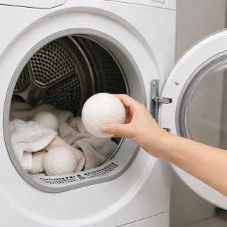 Naturalne Wełniane Kule Do Suszarki Bębnowej Hipoalergiczne Białe 7cm 6szt.