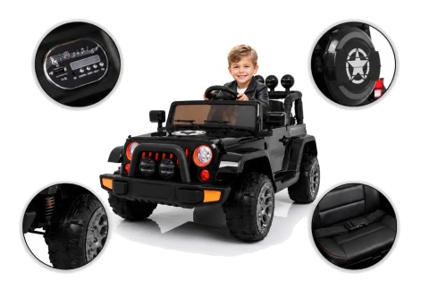 Auto Terenowe Full Time 4WD dla dzieci Czarny + Napęd 4x4 + Pilot