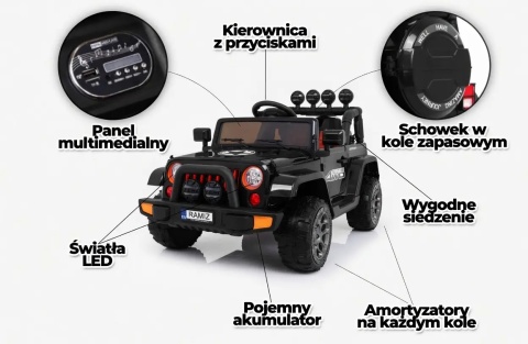 Auto na Akumulator dla Dziecka 4x4 Full Time 4WD z Bagażnikiem i Prawem Jazdy