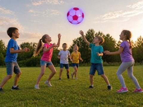 Dmuchana piłka LED dla dzieci śr45 cm Lekka Świecąca idealna do gry SP0869