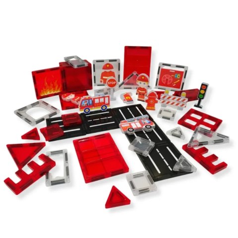 Klocki magnetyczne straż pożarna 48 el. - Magnetic Tiles 3+