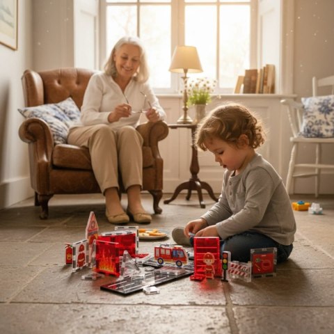 Klocki magnetyczne straż pożarna 48 el. - Magnetic Tiles 3+
