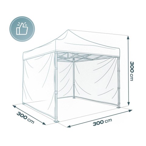 Pawilon ogrodowy 3 scianki 3 x 3m czarny Plonos