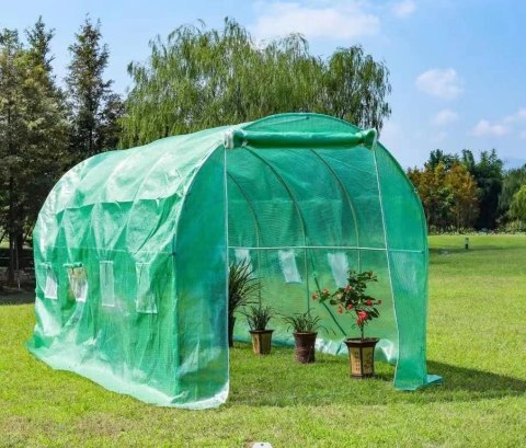 Szklarnia tunel ogrodowy foliowy 4x2x2 m 8 m² metalowy stelaż folia UV 2 wejścia