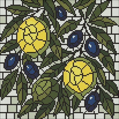 Diamentowa mozaika - Witraż. Cytryny 30x30cm