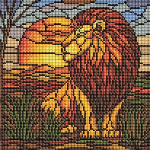 Diamentowa mozaika - Witraż. Lew 30x30cm
