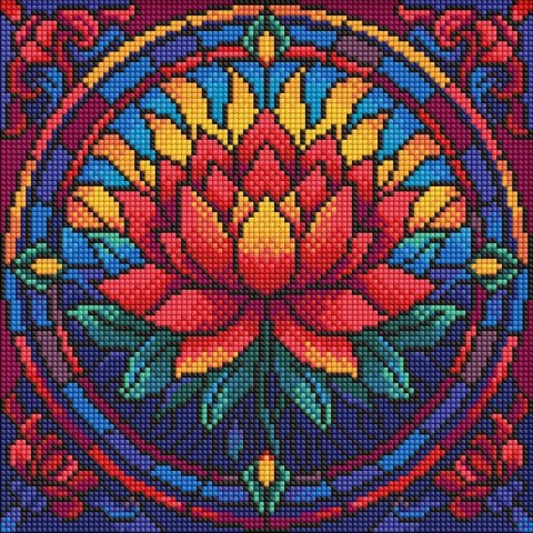 Diamentowa mozaika - Witraż. Lotos 30x30cm