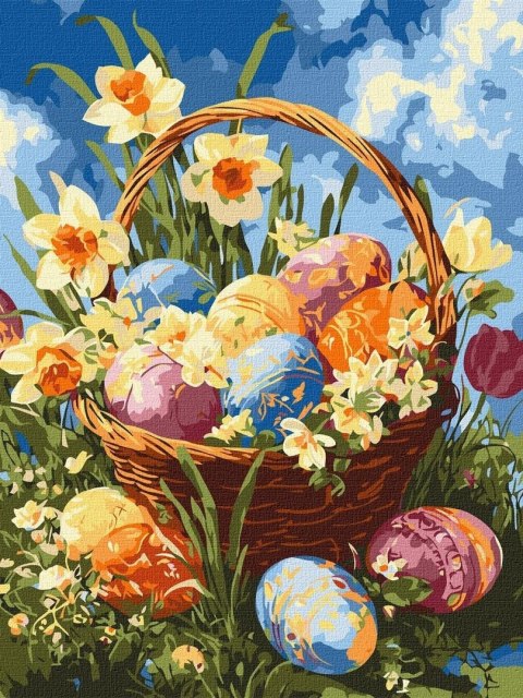 Malowanie po numerach - Koszyk z pisankam 30x40cm