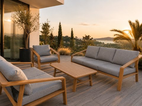Zestaw mebli ogrodowych Modern Delight 4w1 aluminium Stolik + 2 Sofy + Fotel