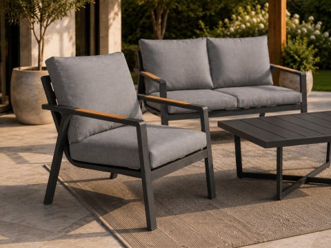 Zestaw mebli ogrodowych Industrial Frame 4w1 aluminium Sofa + 2 Fotele + Stolik