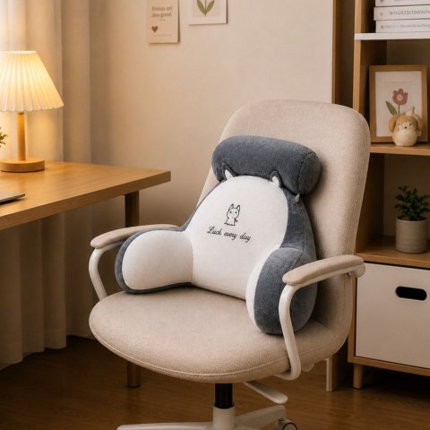 Oparcie Fotel Podparcie Pod Plecy Na Fotel Łóżko Biało Szary 60 x40 cm