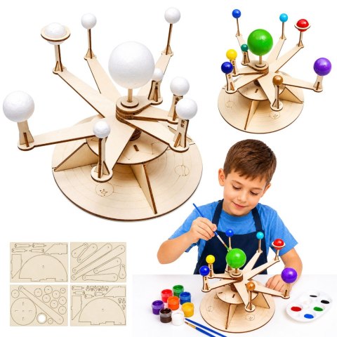 Drewniany Model Układu Słonecznego Planety DIY Zestaw Edukacyjny