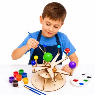 Drewniany Model Układu Słonecznego Planety DIY Zestaw Edukacyjny