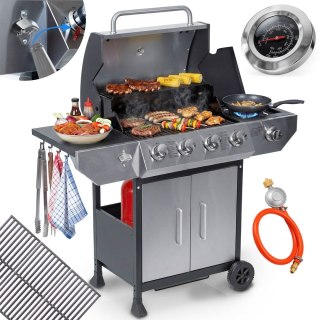 Grill gazowy ogrodowy żeliwny ruszt z pokrywą 4+1 palniki Berdsen BD-896