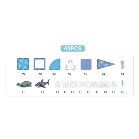 Klocki magnetyczne Ocean przezroczyste 40 el. - X-Bida 3+