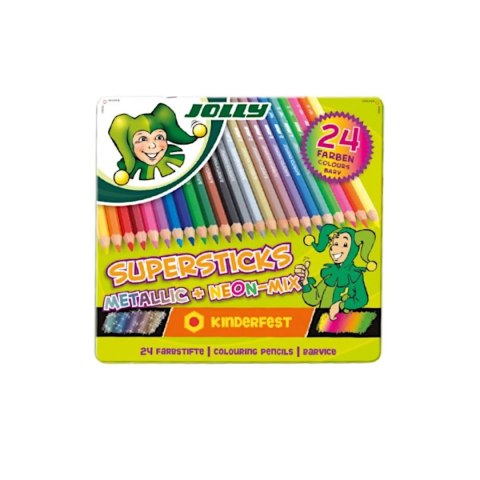 Jolly Supersticks 24 kredki metaliczne i neonowe - austriacka jakość 3+