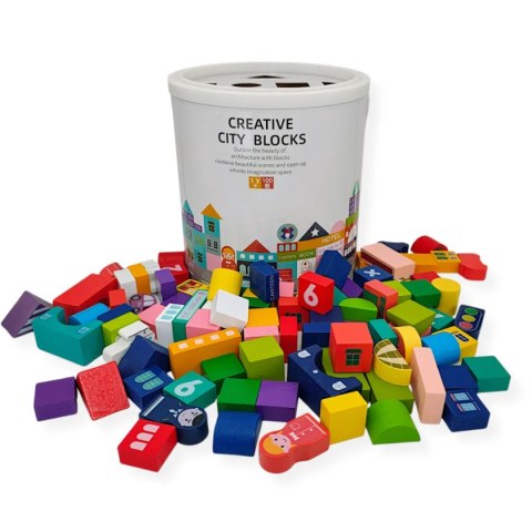 Klocki drewniane miasto sorter 100 elementów - Kabi 3+