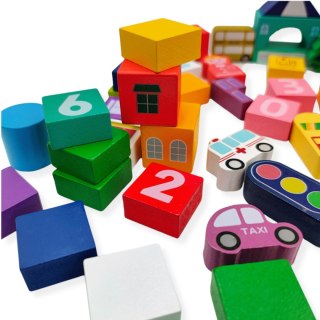 Klocki drewniane miasto sorter 100 elementów - Kabi 3+