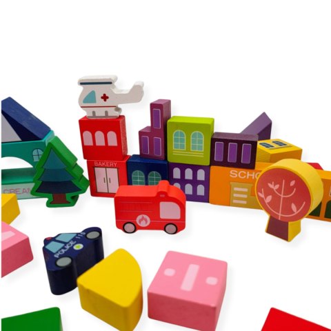 Klocki drewniane miasto sorter 100 elementów - Kabi 3+