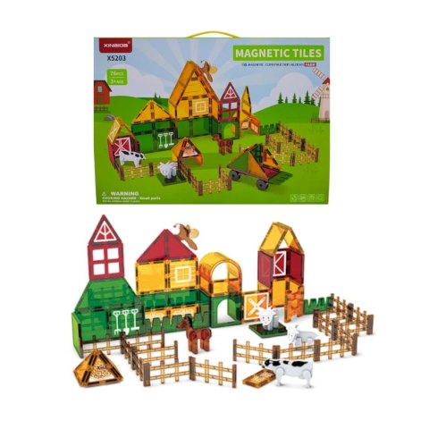 Klocki magnetyczne farma 76 el. - Magnetic Tiles 3+