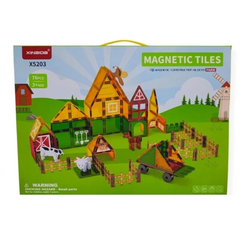 Klocki magnetyczne farma 76 el. - Magnetic Tiles 3+