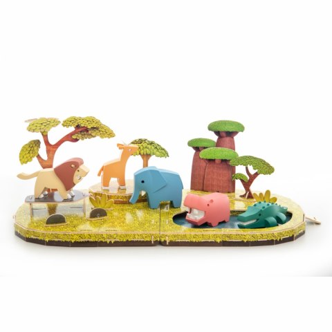 Magnetyczne zwierzaki Half Toys safari puzzle 3D - figurki 3+