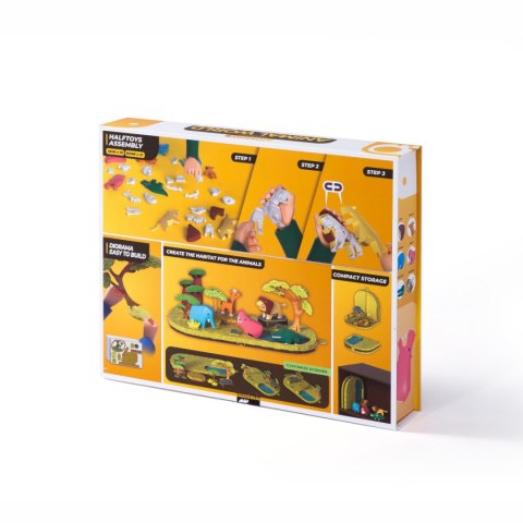 Magnetyczne zwierzaki Half Toys safari puzzle 3D - figurki 3+
