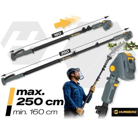 Wysięgnik do piły przedłużka pilarki gałęziówki regulacja długości 160-250 cm Humberg HM-422