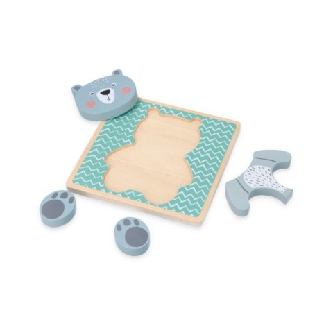 Drewniana układanka Miś 4 elementy - Adam Toys od 12 m-cy