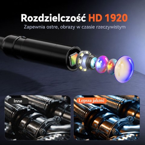Kamera Przewodowa Inspekcyjna Endoskop 8 Diod LED LCD 4,3'' IP67