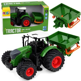 Traktor Rolniczy Farmerski z Siewnikiem Gumowe Koła Maszyna Rolnicza 1:24