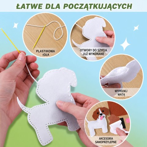 Zestaw Kreatywny Pluszaki Do Szycia Filcowe Maskotki Pieski DIY 6 szt.