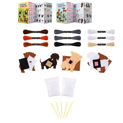 Zestaw Kreatywny Pluszaki Do Szycia Filcowe Maskotki Pieski DIY 6 szt.