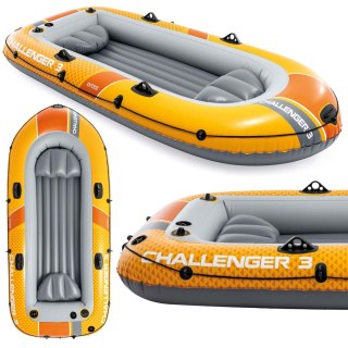 Ponton wędkarski Challenger 3os 320kg 295x137x43 cm pompka wiosła INTEX 66313