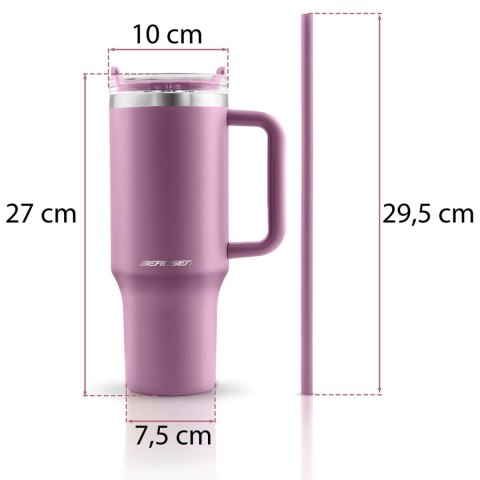 Termos próżniowy kubek z zestawem słomek 1180 ml Berdsen różowy