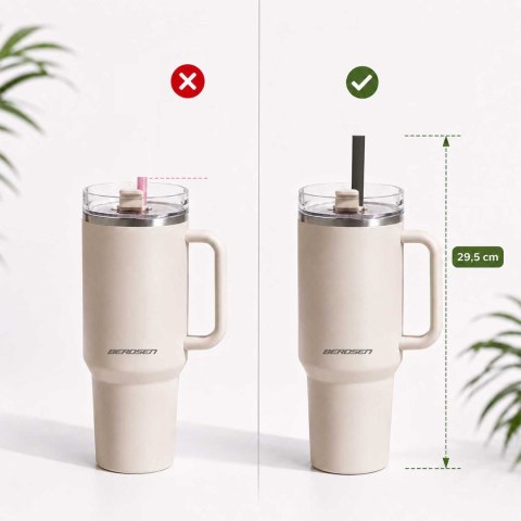 Termos próżniowy kubek z zestawem słomek 1180 ml Berdsen różowy