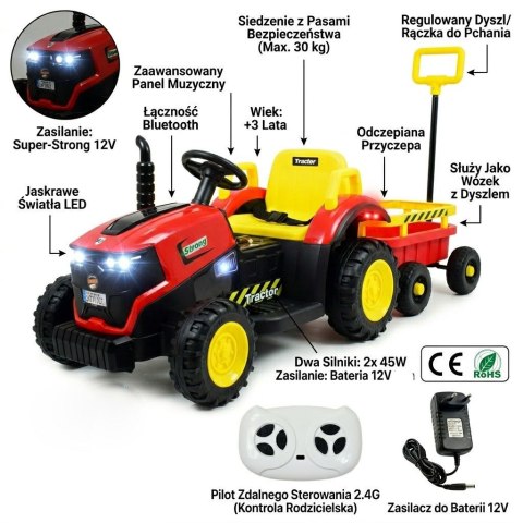 Super traktor STRONG z przyczepą z dyszlem,wózkiem/FB319T