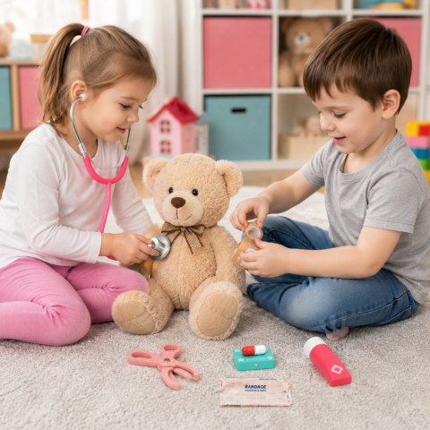 Drewniany zestaw małego lekarza torba medyczna dla dzieci 26 elementów ECOTOYS