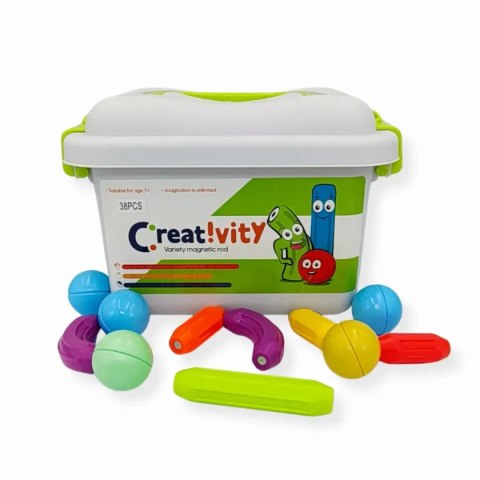 Klocki magnetyczne pałeczki i kulki 38 el. - CreatiViti 3+