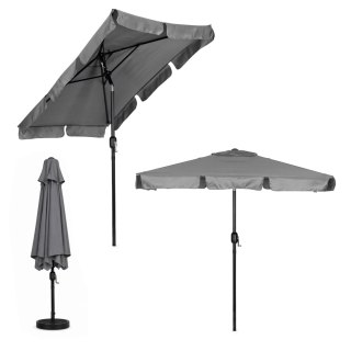 Prostokątny duży parasol ogrodowy skośny łamany z korbą szary 200x130 cm MultiGarden