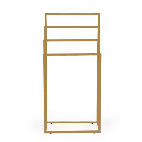 Stojak na ręczniki wieszak wolnostojący metalowy 4 ramiona złoty ModernHome